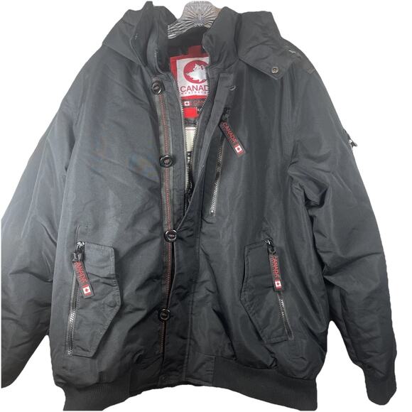 Canada WeatherGear Mens Black Bomber Jacket Hooded Parka Coat Size XL - Picture 1 of 15